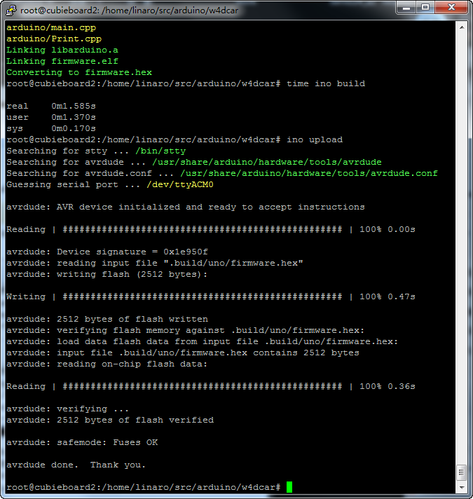 于2014年4月17日晚成功在cubieboard上编译并下载arduino程序图1
