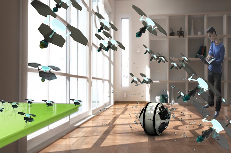 未来家居概念：飞行机器人、3D打印食物和呼吸墙图1