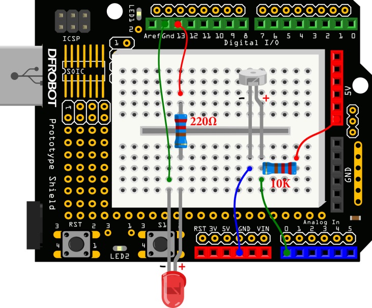 DFR0100 Arduino教程10 -- 感光灯图1