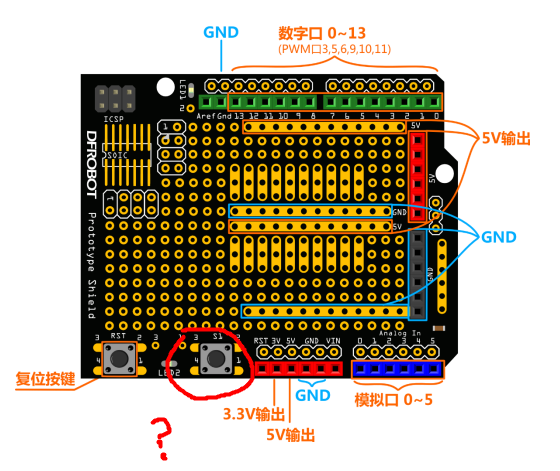 求助，mini面包板上的s1按键是连在哪些IO口的？怎么用？图1