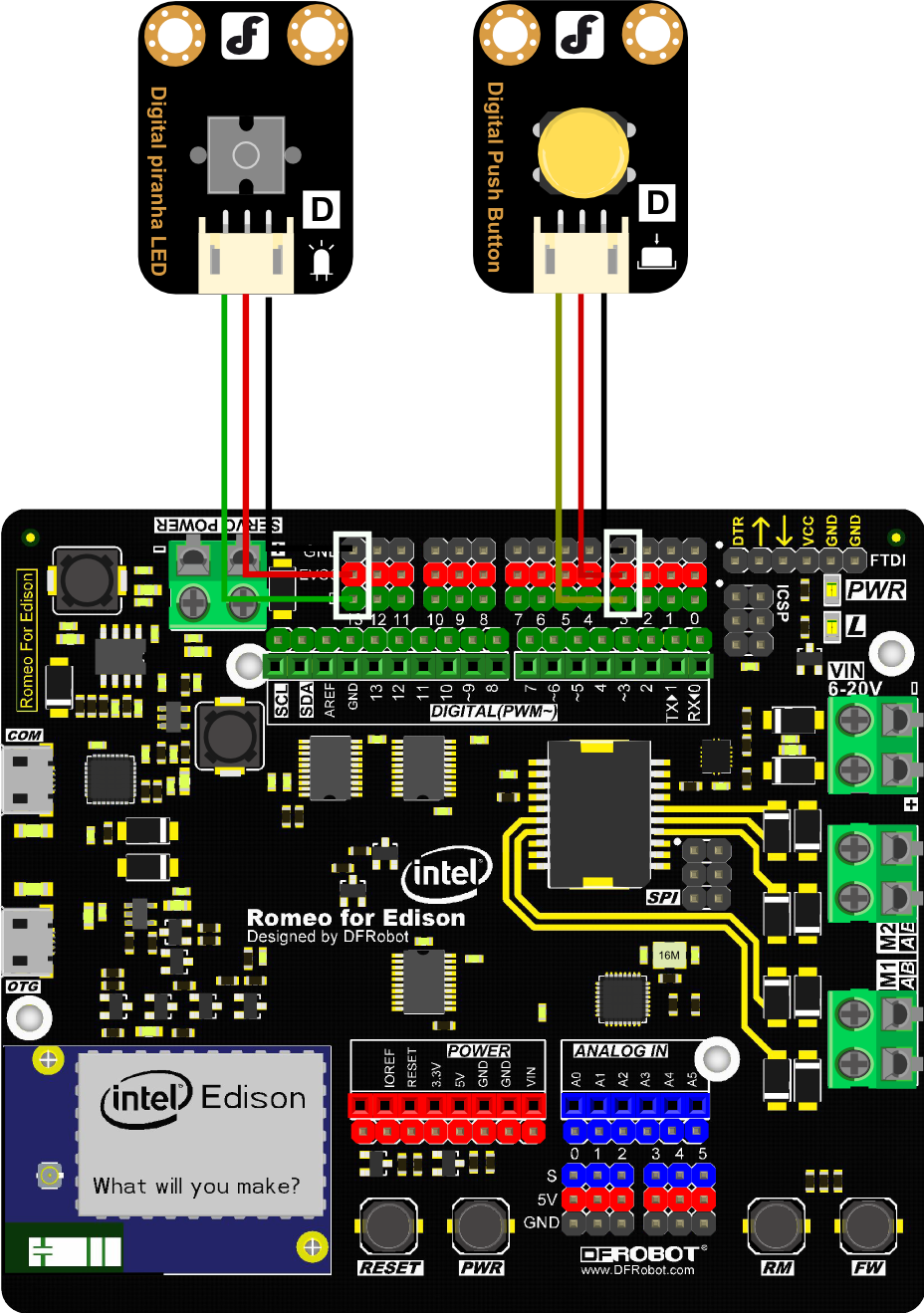 Romeo for Edison Controller 按键实验图1