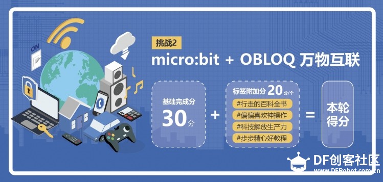 第二轮挑战主题：microbit + OBLOQ 万物互联图1