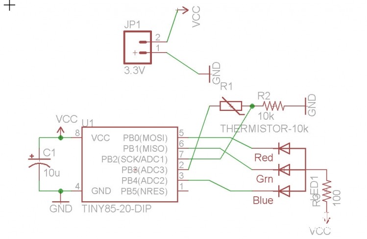 Arduino 和热敏电阻（NTC）测温，并以RGB灯来表示图5