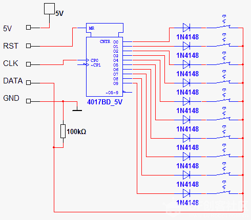 【转】使用4017数字集成块扩展Arduino开关阵列图2