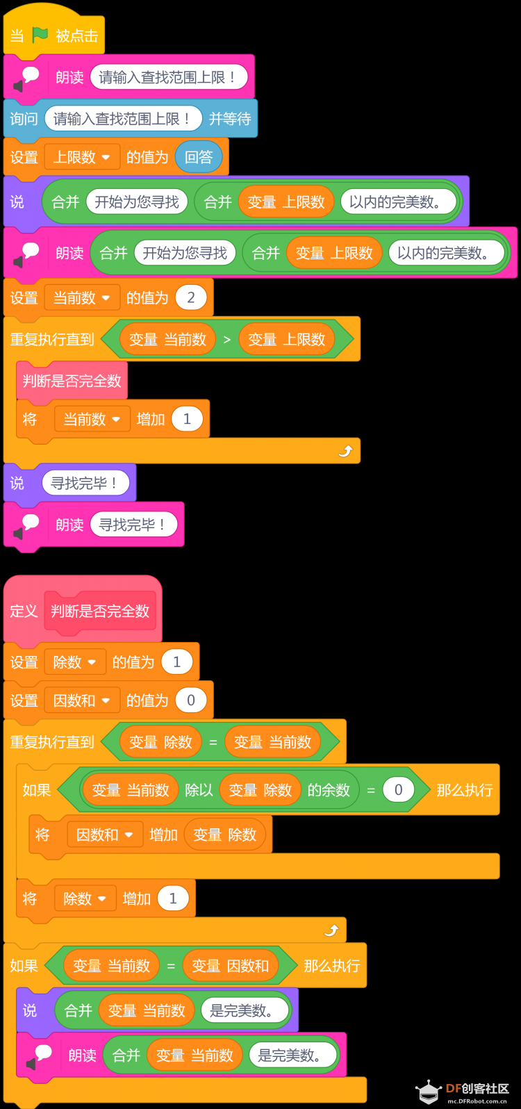 跟数学老师学Scratch | 13 寻找完全数图10