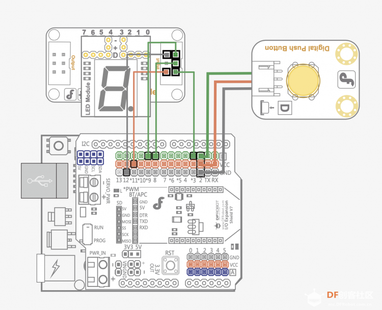 Arduino教程中级 项目十三 数字骰子图2