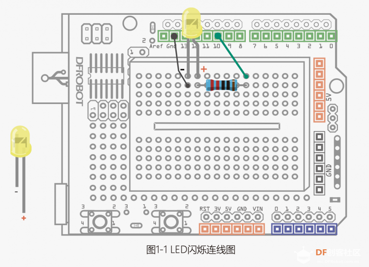 Arduino教程 02 LED灯闪烁「DFR0100」图2