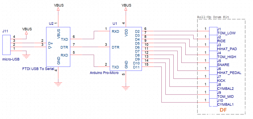 基于Python和Arduino的MIDI架子鼓图7