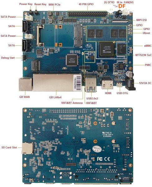 路由开发板 Banana Pi BPI-R64 可接4G MODULE图1