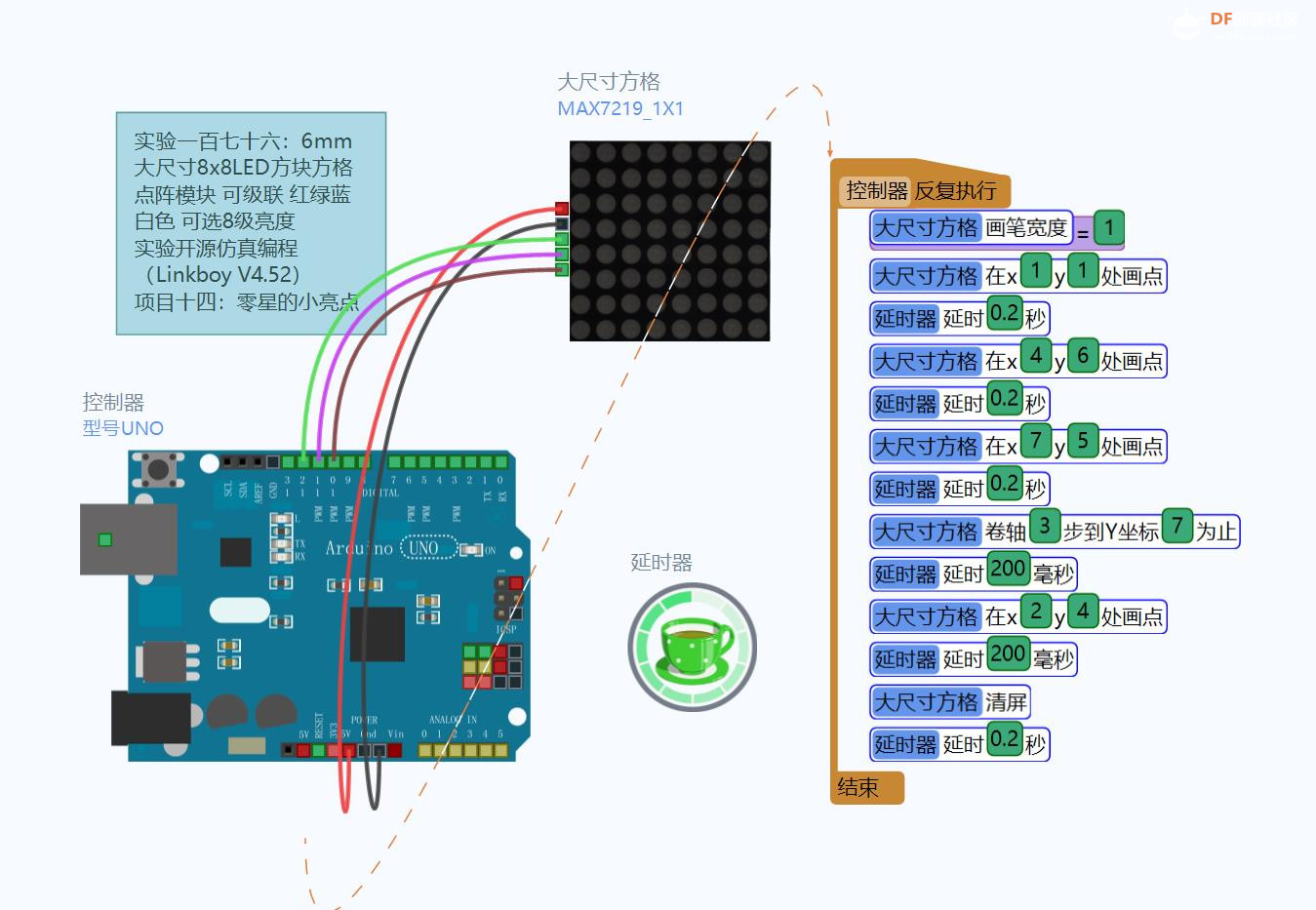 【Arduino】168种传感器系列实验（176）---大尺寸8x8方格点阵...图1