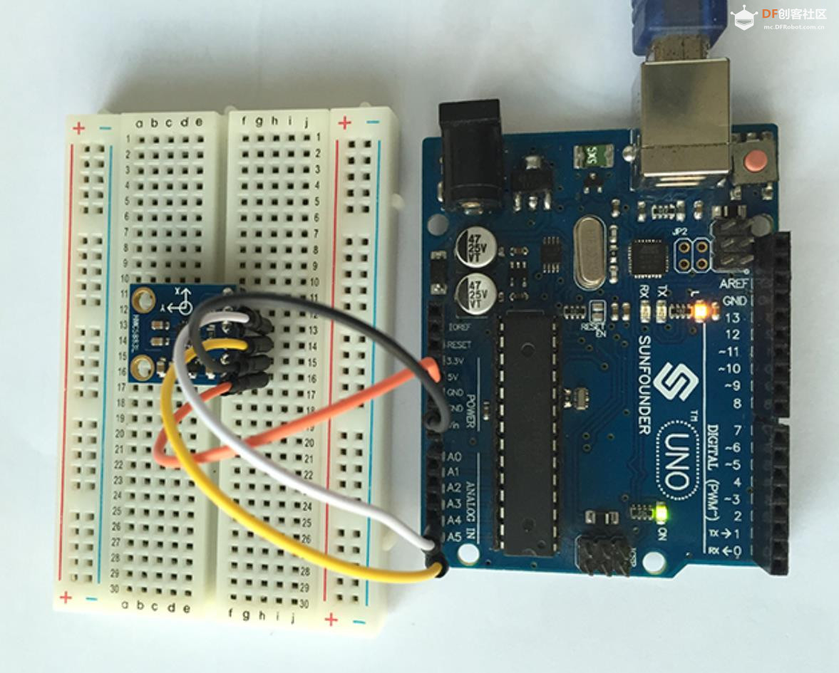 【Arduino】168种传感器模块系列实验（158）---QMC5883L三轴罗盘图1