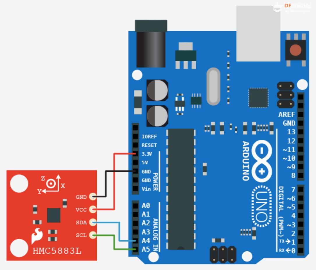 【Arduino】168种传感器模块系列实验（158）---QMC5883L三轴罗盘图1