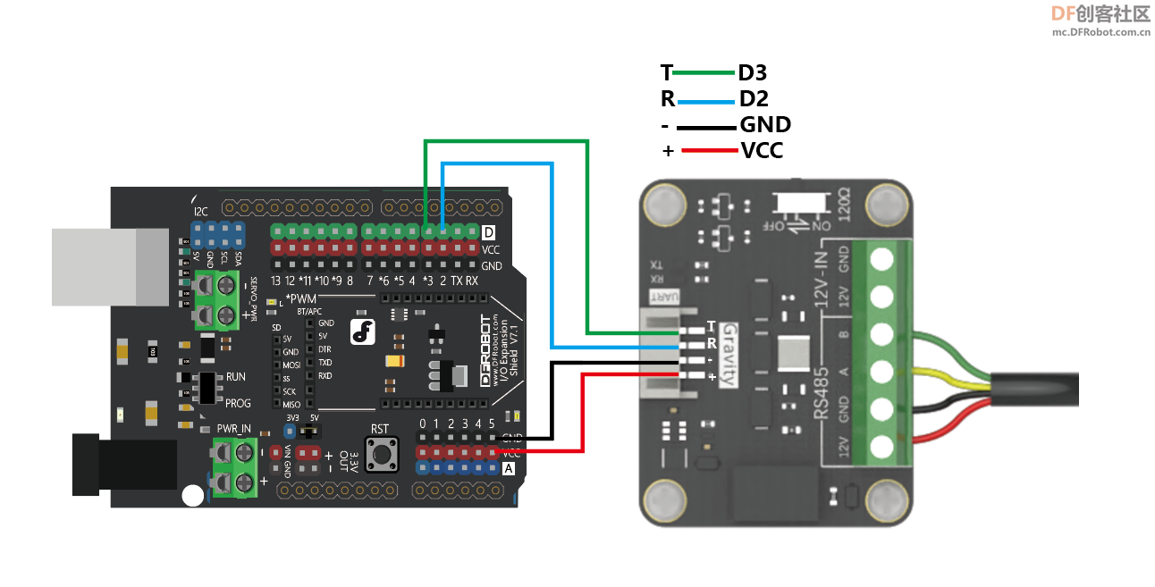 RS485转UART：如何在arduino和microbit 主控上使用风速仪与风向...图9