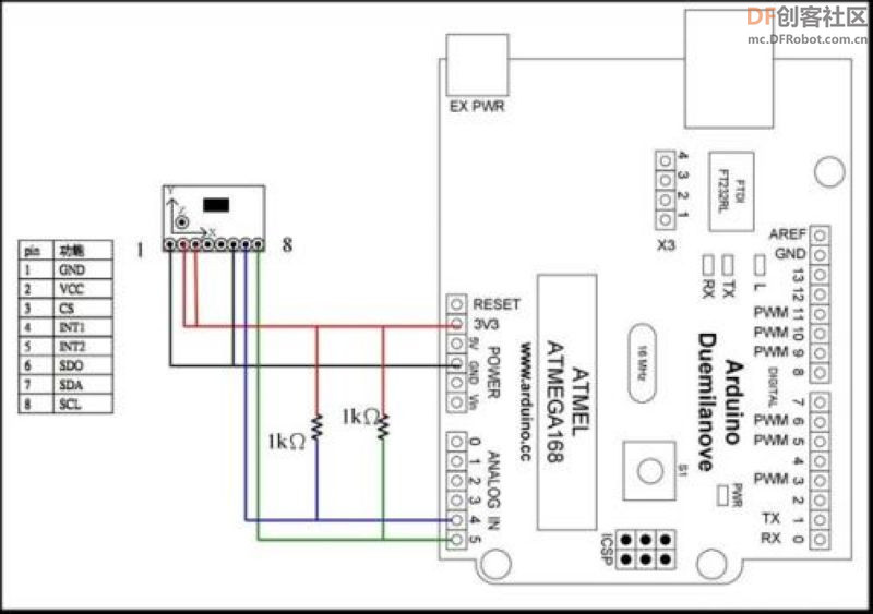 【Arduino】168种传感器模块系列实验（48）---三轴ADXL345模块图2