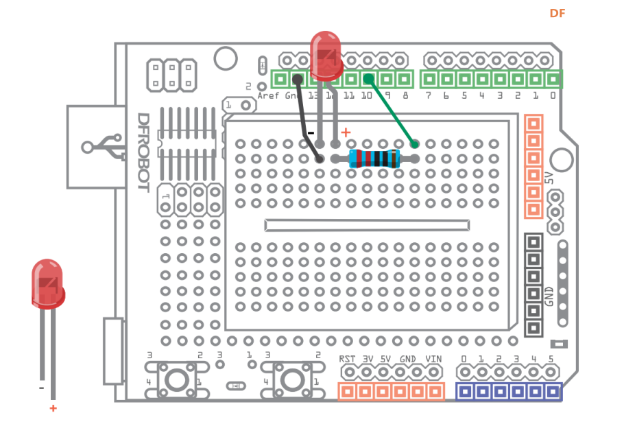 Arduino教程02 做一个S.O.S求救信号灯「DFR0100 」图1