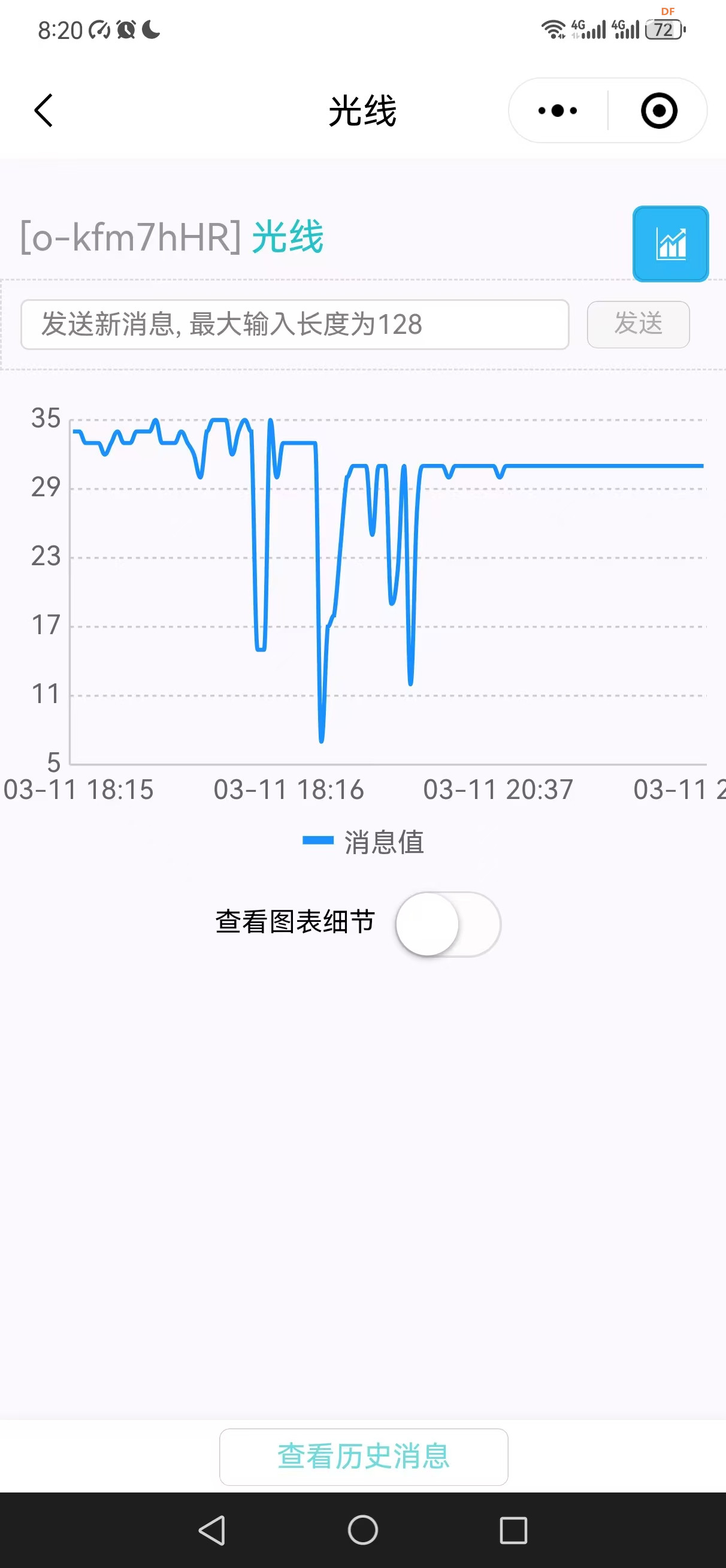 【花雕动手做】行空板K10系列实验之Easy Iot发布光强数据图1