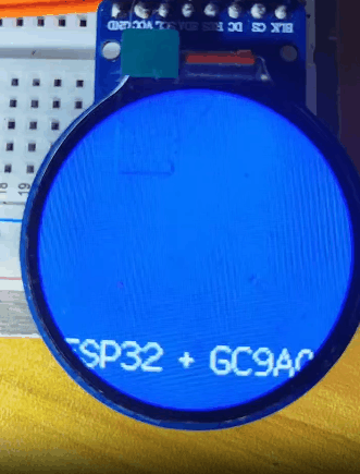【花雕学编程】Arduino动手做（249）---GC9A01蓝底滚动白字图1