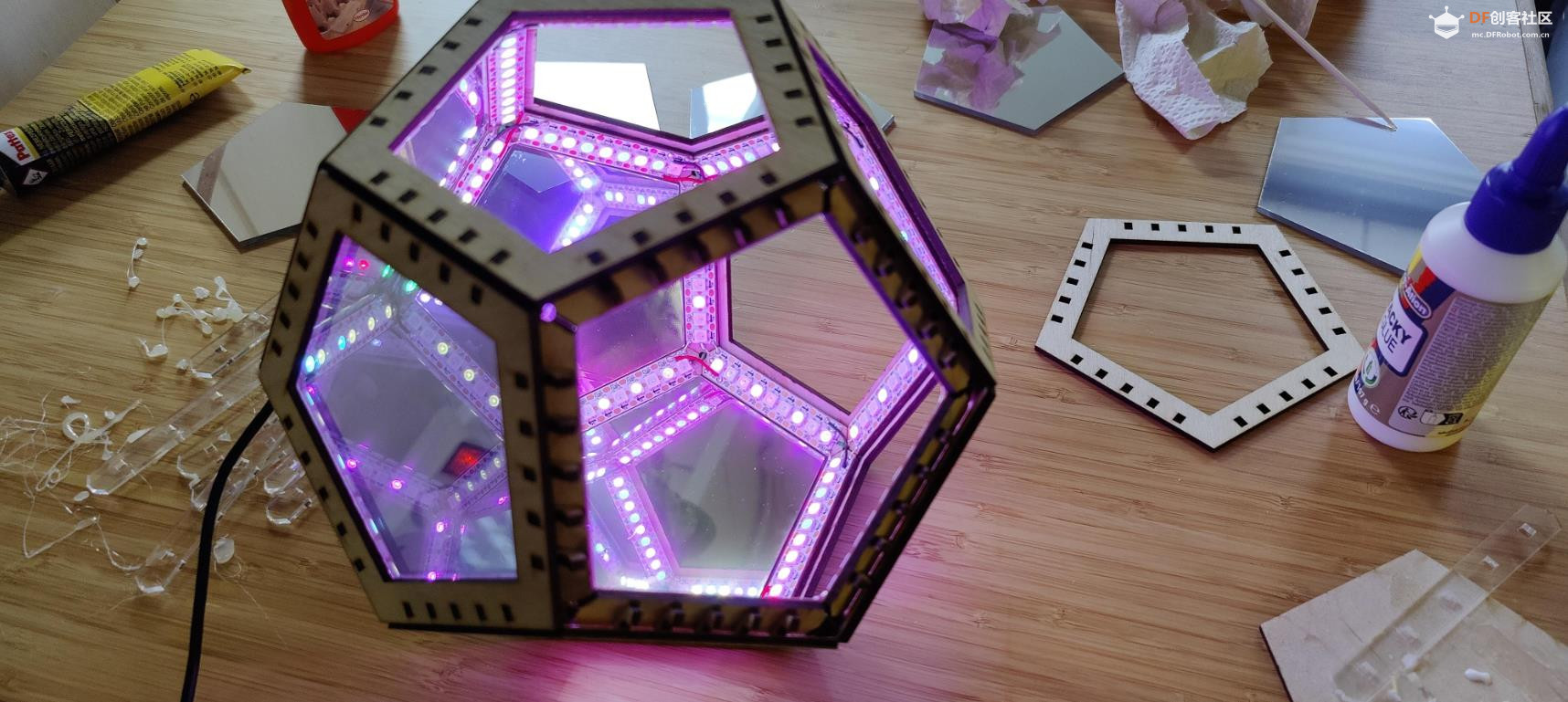 Arduino 激光切割无限十二面立方体LED闪亮球图2