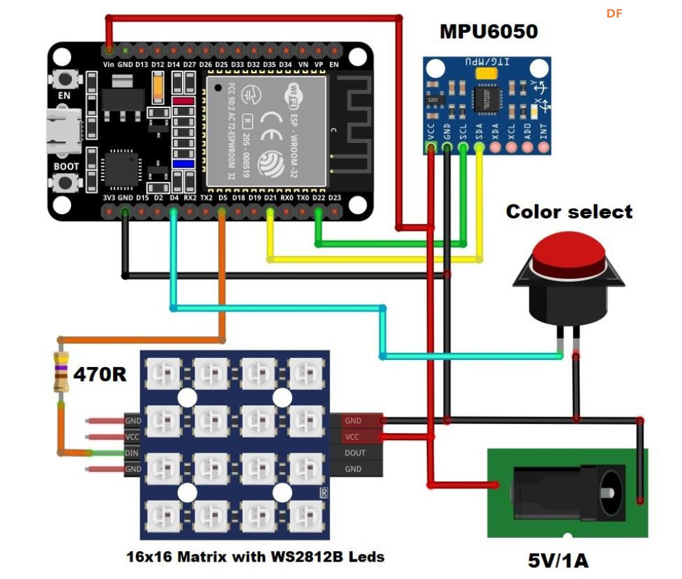 【Arduino 动手做】16x16 LED 矩阵上的 ESP32 流体模拟图1