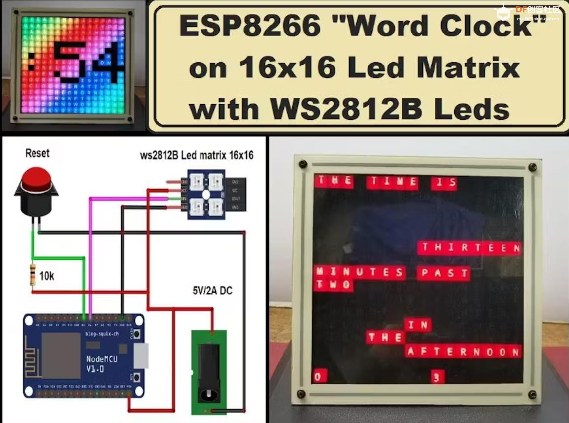 【Arduino 动手做】16x16 LED 矩阵上的 ESP8266 文字时钟图1