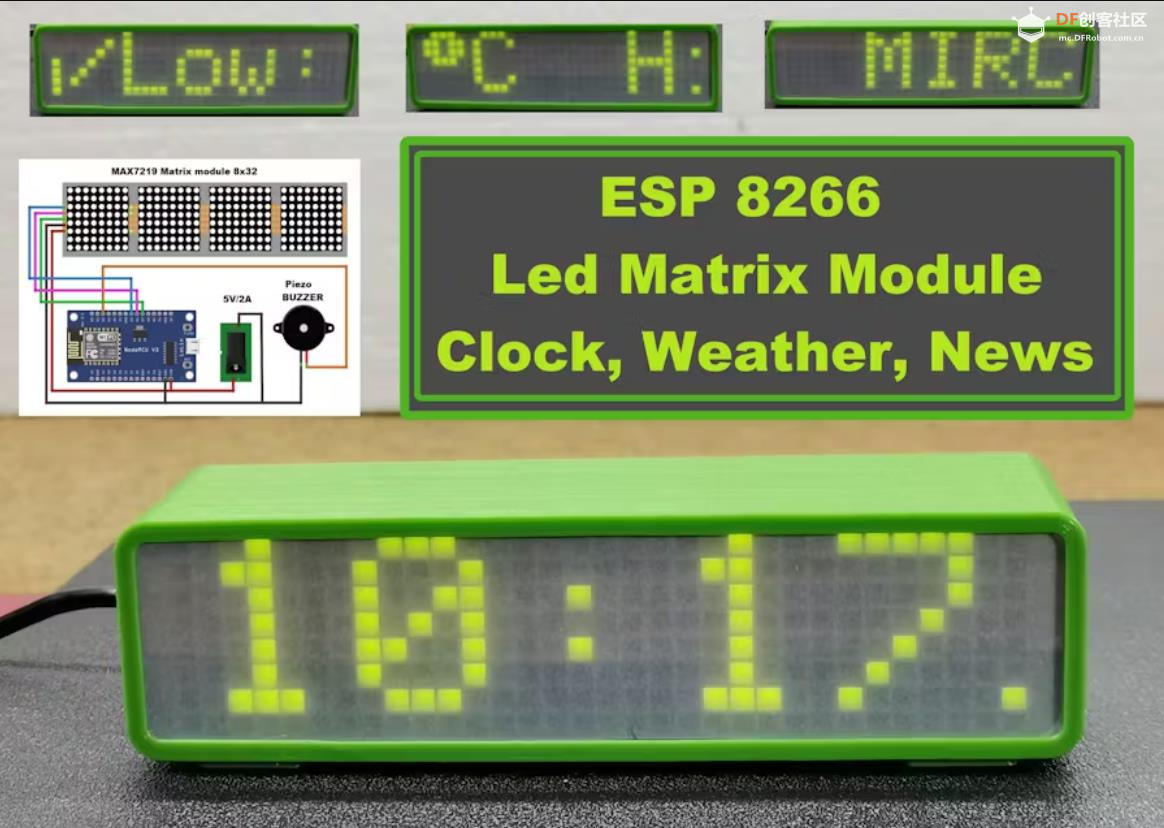 【Arduino 动手做】ESP8266 LED 矩阵时钟、天气、新闻和Bitcion图1