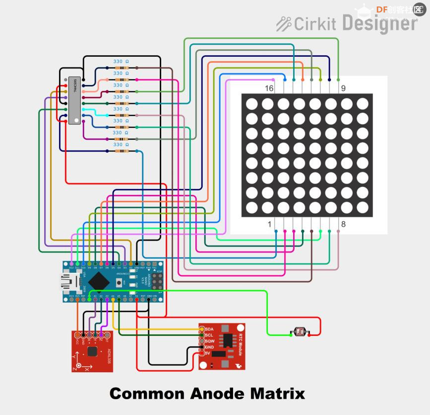 【Arduino 动手做】带 ADXL335的无按钮 LED 矩阵时钟图9