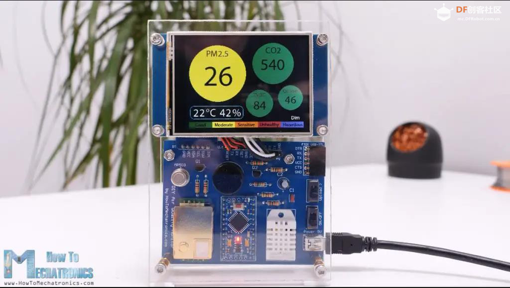 【Arduino 动手做】PM2.5、CO2、VOC、臭氧、温度和湿度仪表图1