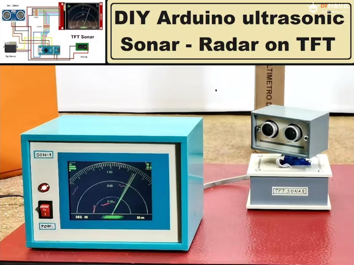【Arduino 动手做】DIY 超声波声纳 - TFT 显示屏上的雷达图1