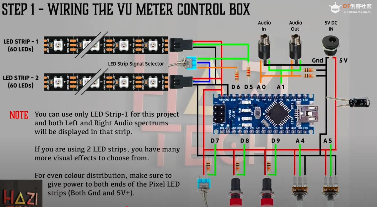 【Arduino 动手做】多色带图案：DIY RGB 立体声 VU 表图3