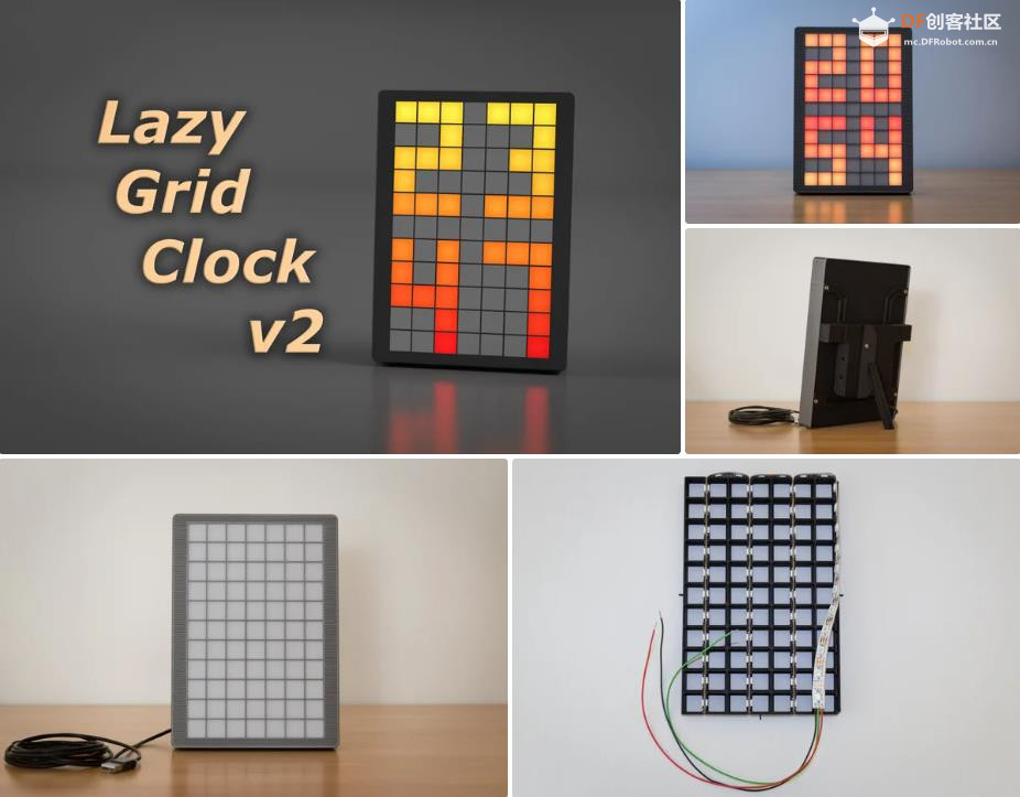 【Arduino 动手做】 LGCv2：使用 LED 灯条的 7x11 LED 矩阵时钟图2