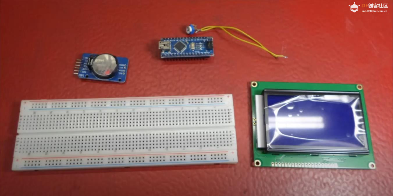 【Arduino 动手做】128x64 LCD 上的模拟、数字时钟和温度计图2