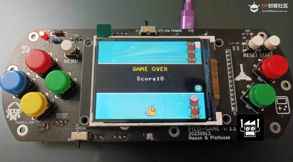【花雕学编程】Arduino动手做（258）--树莓Pico游戏开发板图3