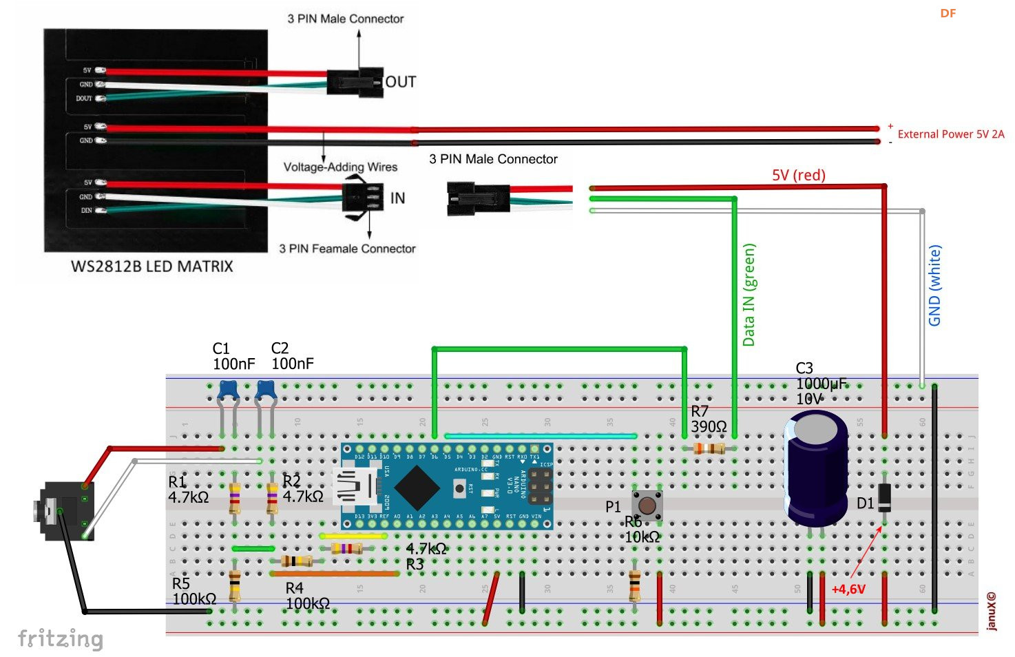 【Arduino 动手做】RGB 32 频段音频频谱可视化器图3