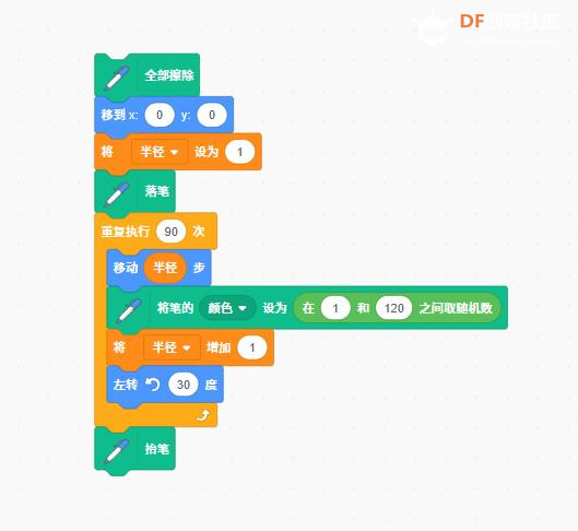 【花雕动手做】Scratch Arcade游戏ESP32开发板之多彩螺旋线图3