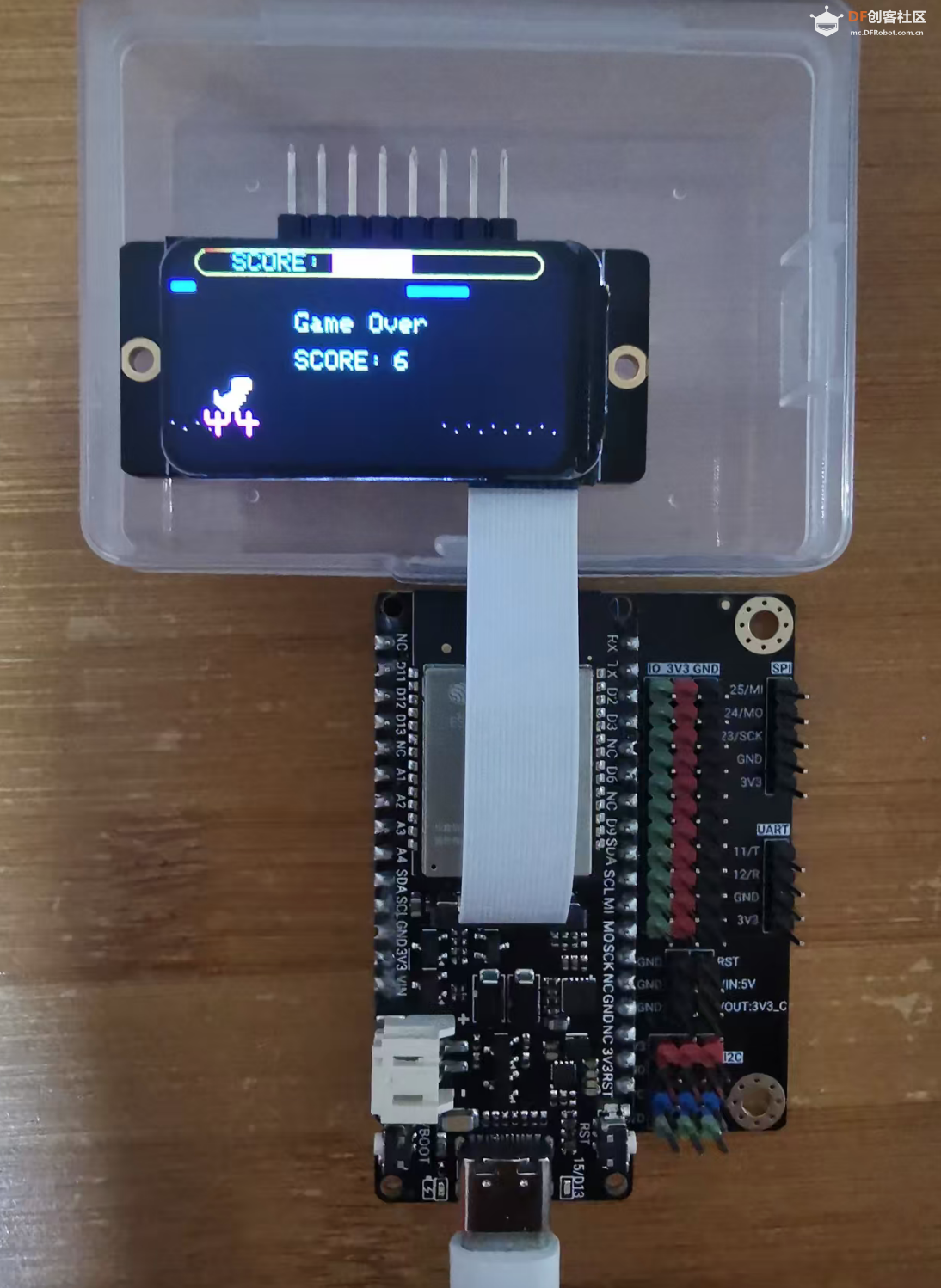 FireBeetle 2 ESP32-C5+GDI显示屏玩恐龙快跑小游戏图6