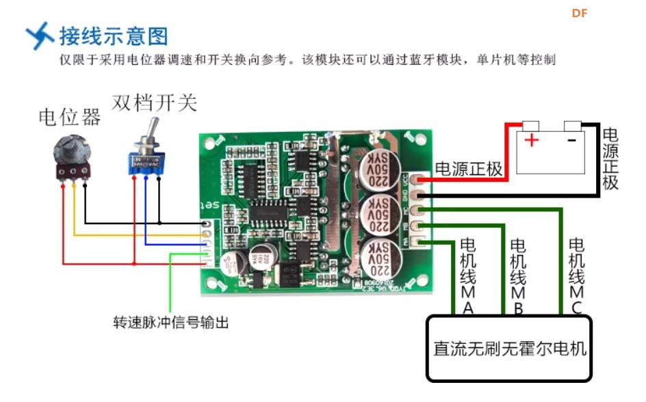 【花雕动手做】6.5寸轮毂电机方案：36V500W无霍尔驱动板图1