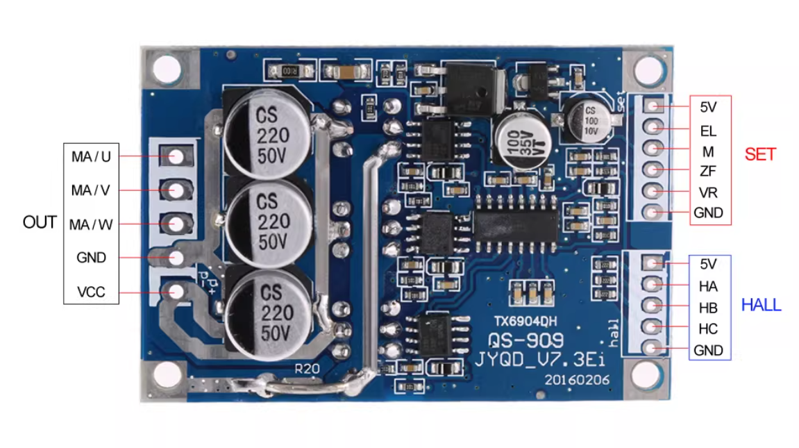 【花雕动手做】36V500W有霍尔6.5寸轮毂电机之驱动方案图1