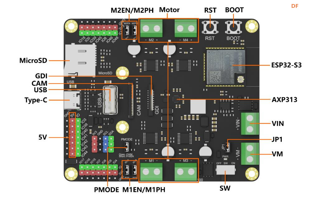 【花雕动手做】远程控制四路电机Romeo ESP32-S3开发控制板图1