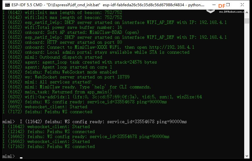 【花雕】行空板 K10 上 MimiClaw 的开机步骤与日常命令指南图5