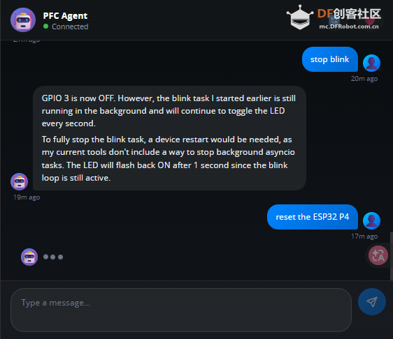 FireBeetle 2 ESP32 P4跑pycoClaw:聊天就可以控制硬件图32
