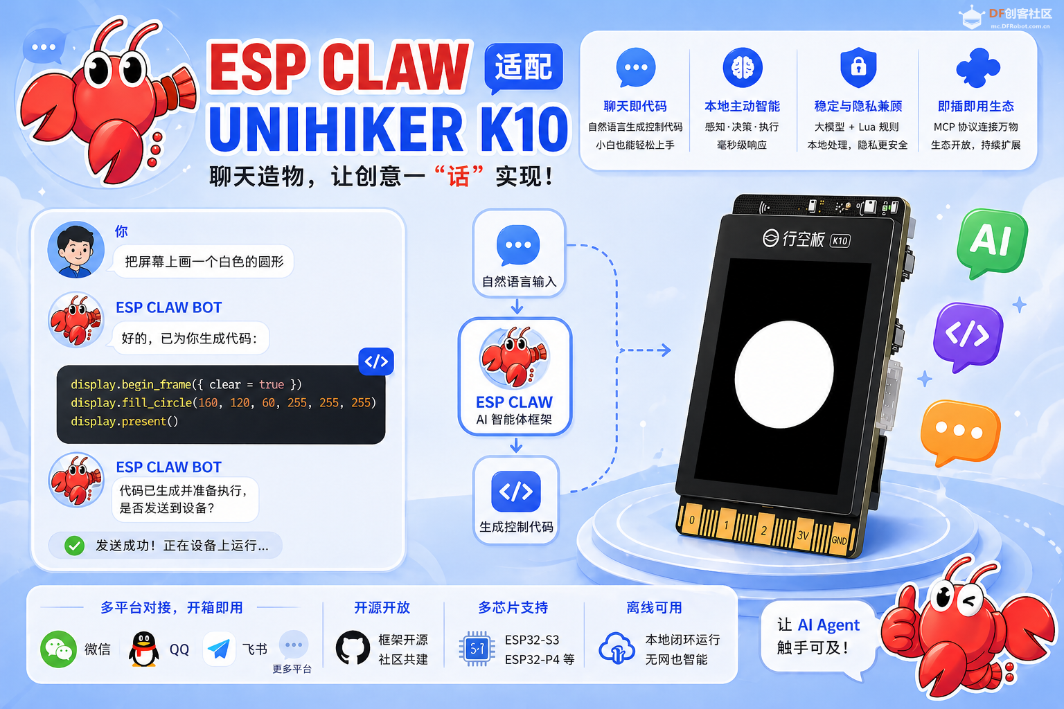 行空板K10适配ESP CLAW —从被动响应到主动智能图1