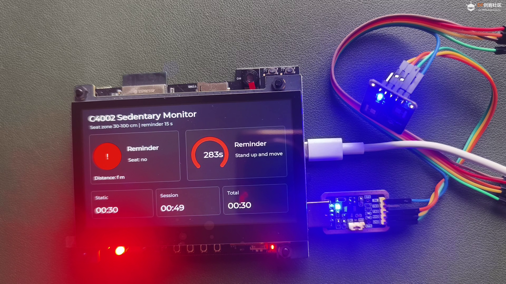 基于 ESP32-S31-Korvo 与 C4002 毫米波传感器的离席/久坐提...图2