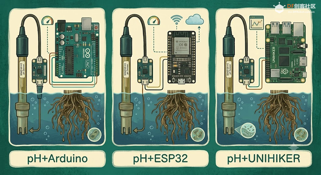水培pH自动监测怎么做？传感器选型Arduino / ESP32 / UNIHIKE...图1