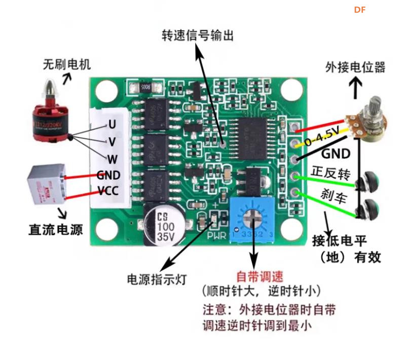 【花雕动手做】24V50W 三相直流无刷驱动板BLDC电机调速板图1