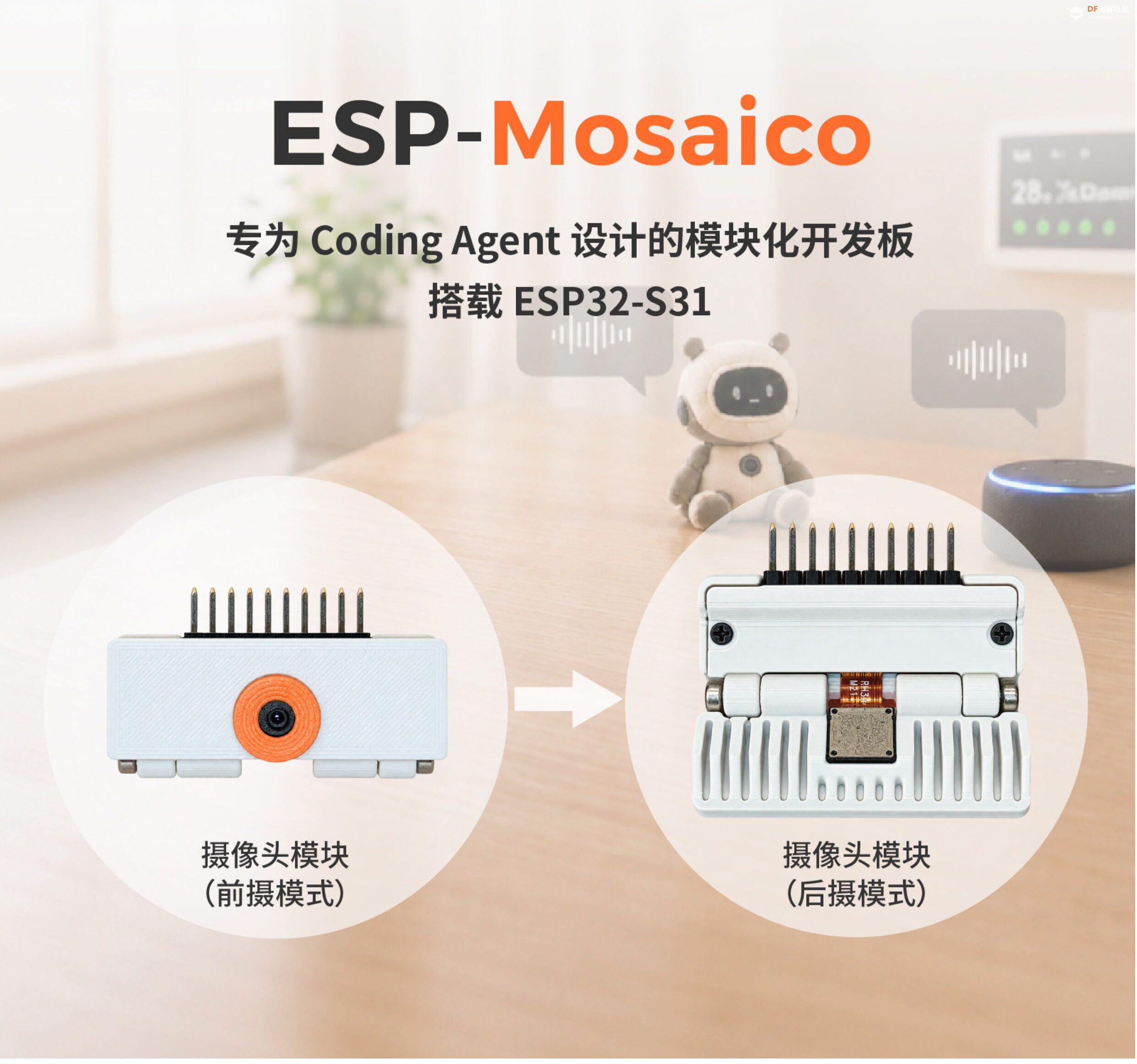 【花雕动手做】ESP‑Mosaico：AI 智能体赋能模块化机器人图1