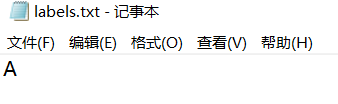 labels内容如下，本意是想做一个目标检测的测试，所以只有一个A