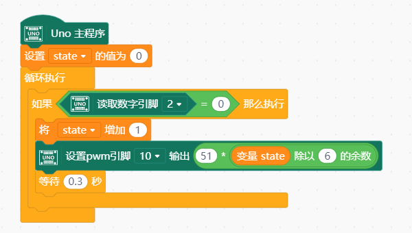 按钮控制五档灯光输出